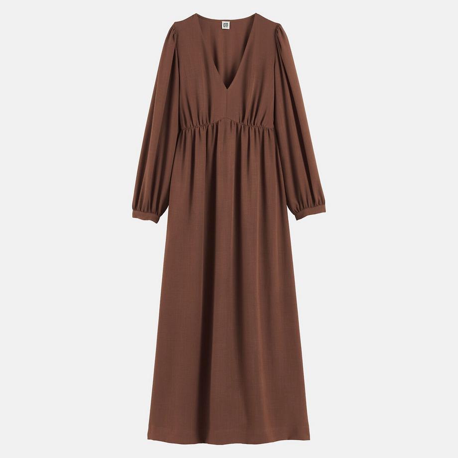 La Redoute Collections Langes Kleid mit V-Ausschnitt und langen Ärmeln  