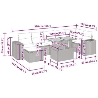 VidaXL Ensemble de canapés de jardin rotin synthétique  