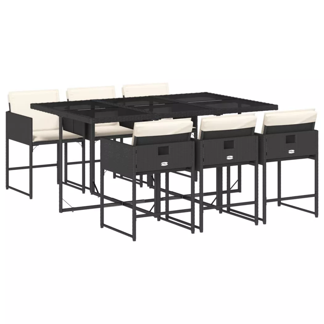 Ensemble à manger de jardin coussins 7pcs Noir Résine tressée - Vidaxl