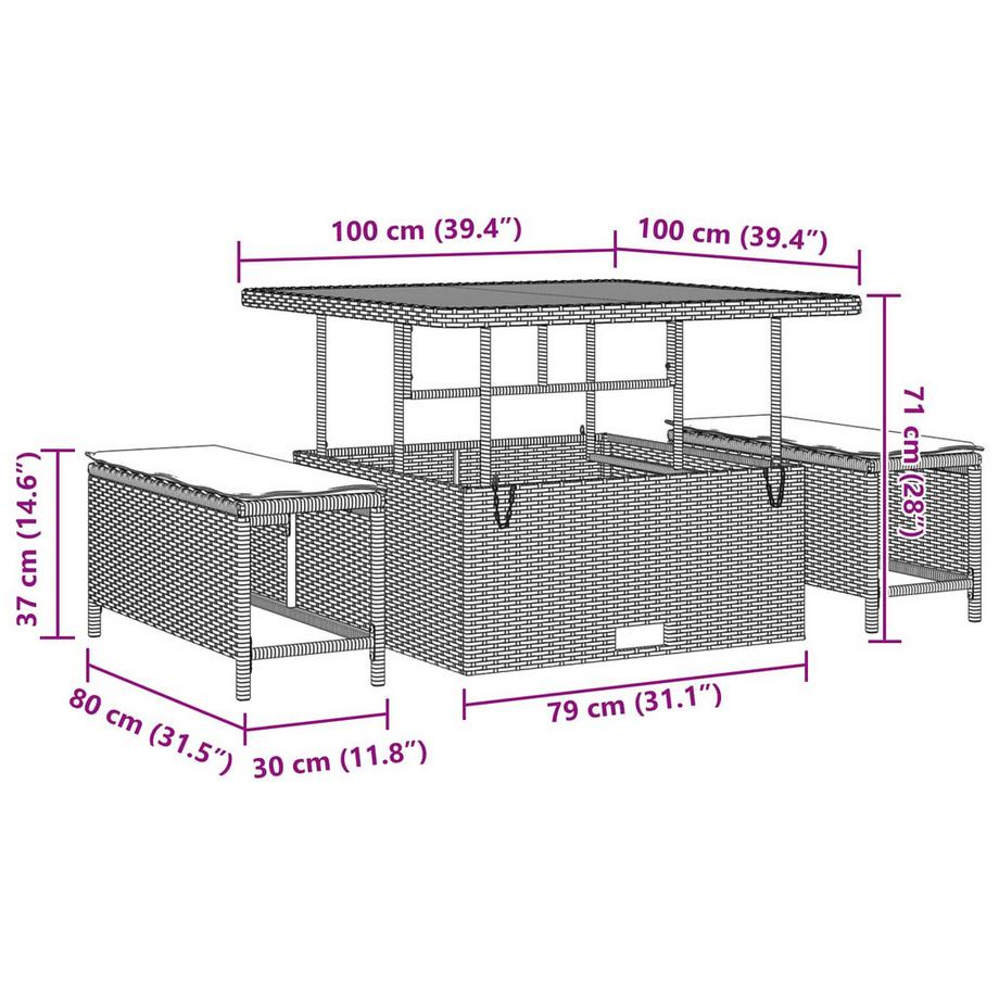 VidaXL Gartensofa-set poly-rattan  