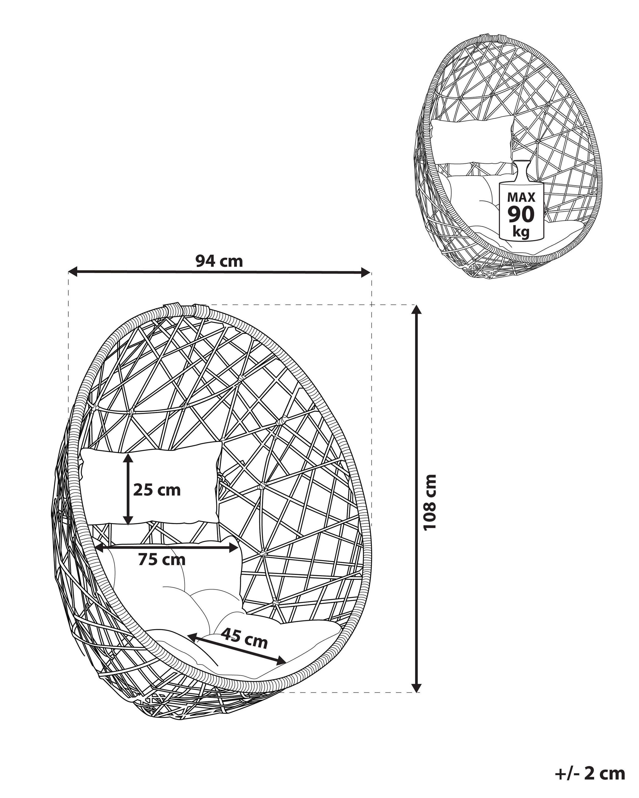 Beliani Sedia sospesa da fissare al soffitto en Rattan sintetico Retrò ALATRI  