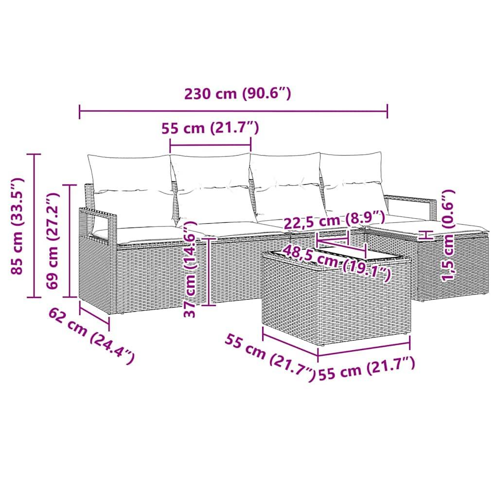 VidaXL Ensemble de jardin extérieur poly rattan  