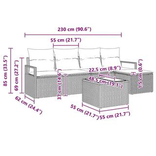 VidaXL Ensemble de jardin extérieur poly rattan  