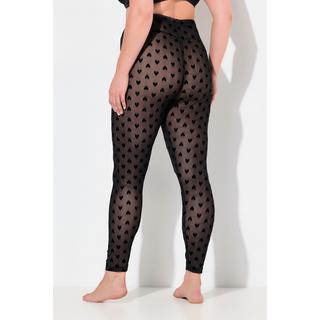 Ulla Popken  Mesh-Leggings, Herz-Flockdruck 