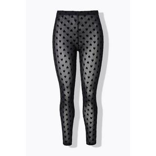 Ulla Popken  Mesh-Leggings, Herz-Flockdruck 