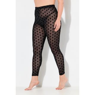 Ulla Popken  Mesh-Leggings, Herz-Flockdruck 