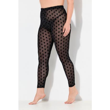 Ulla Popken  Mesh-Leggings, Herz-Flockdruck 