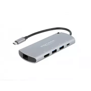 87767 Notebook-Dockingstation & Portreplikator Kabelgebunden USB 3.2 Gen 1 (3.1 Gen 1) Type-C Grau