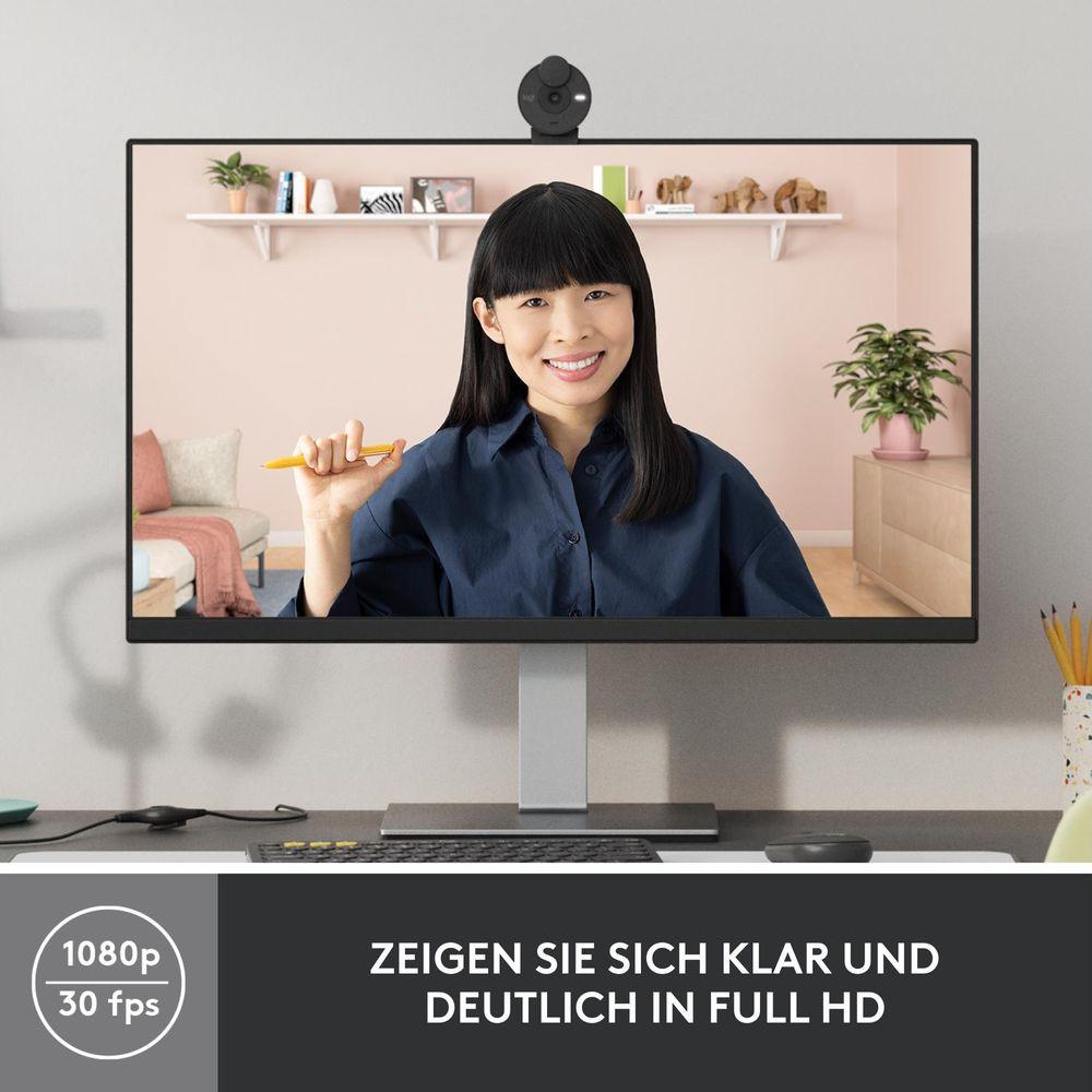 Logitech  Logitech Brio 300 Full-HD-Webcam mit kristallklarer Bildqualität (Grau) 