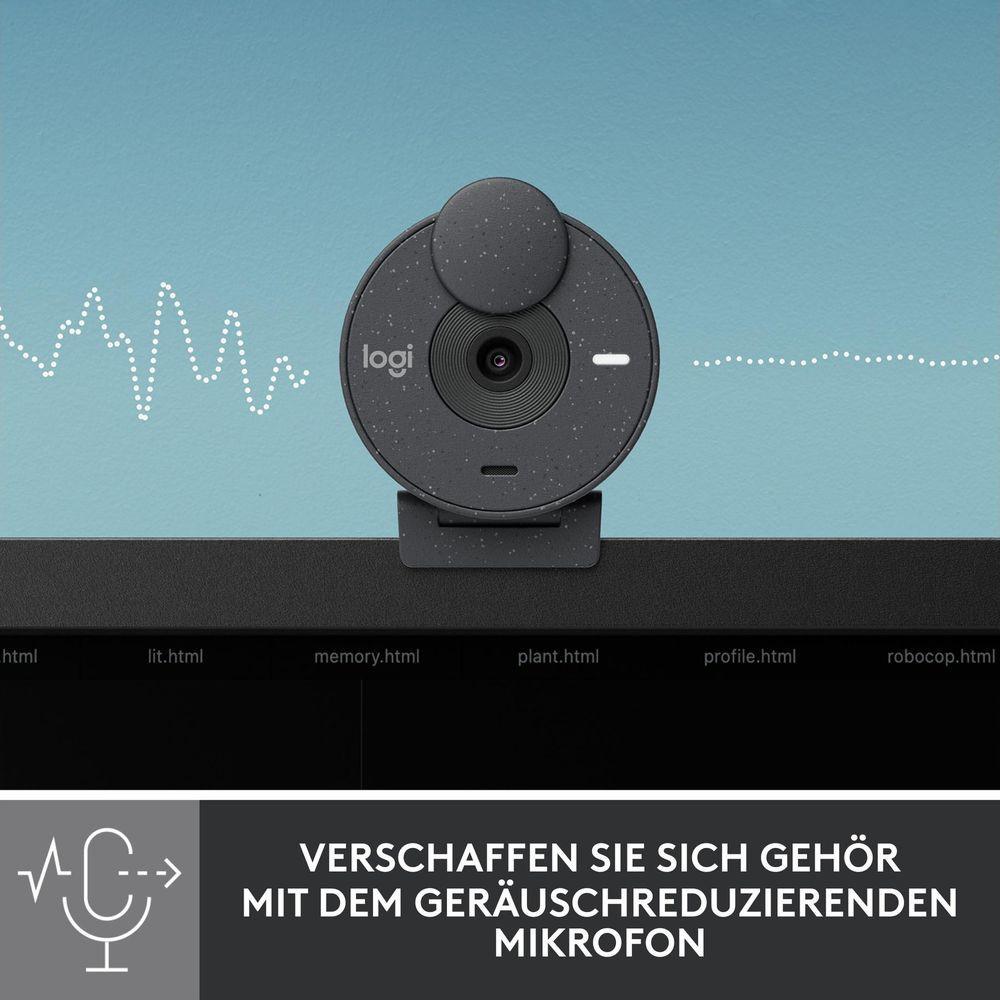 Logitech  Logitech Brio 300 Full-HD-Webcam mit kristallklarer Bildqualität (Grau) 