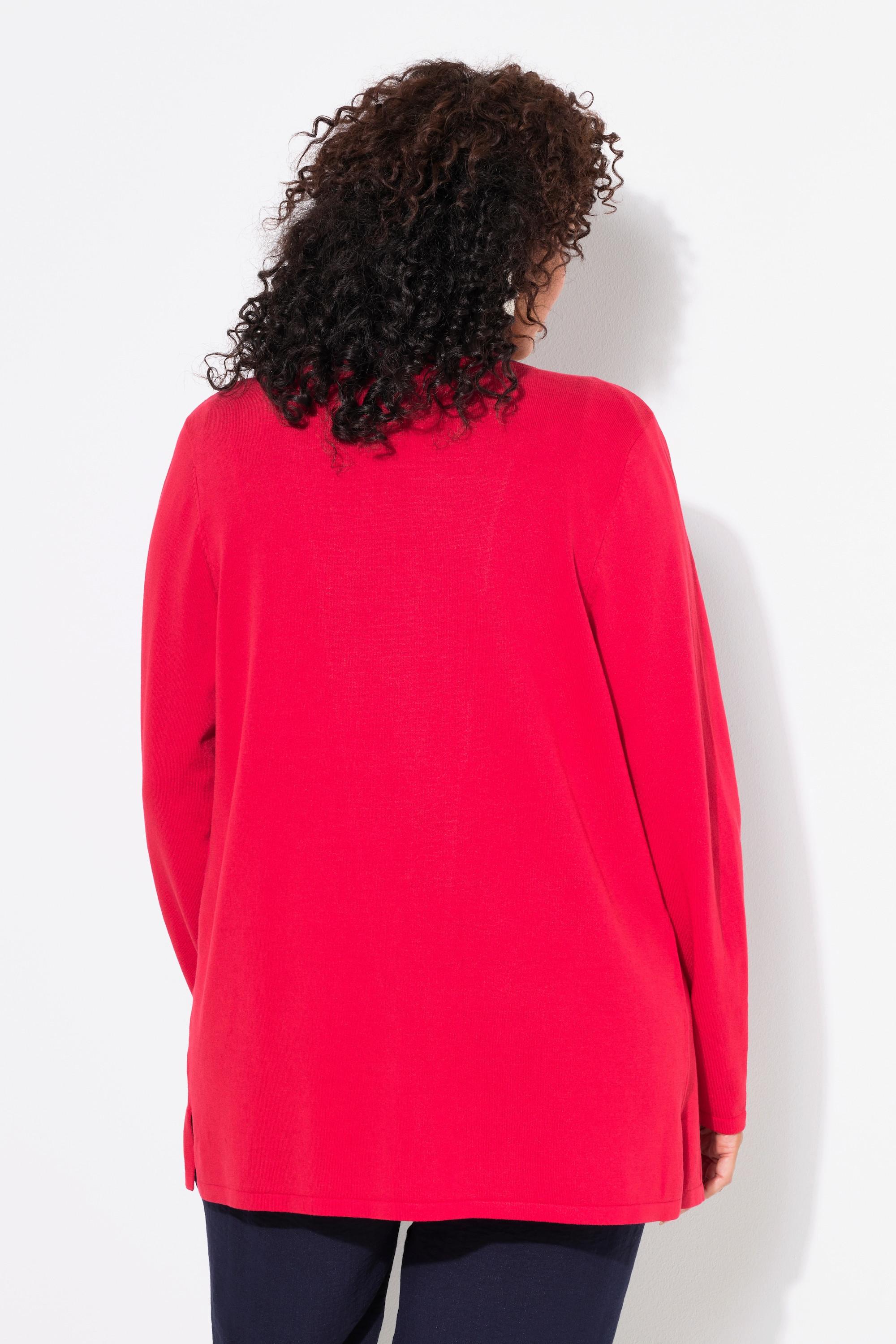 Ulla Popken Cardigan Collo a Scialle Maniche Lunghe  