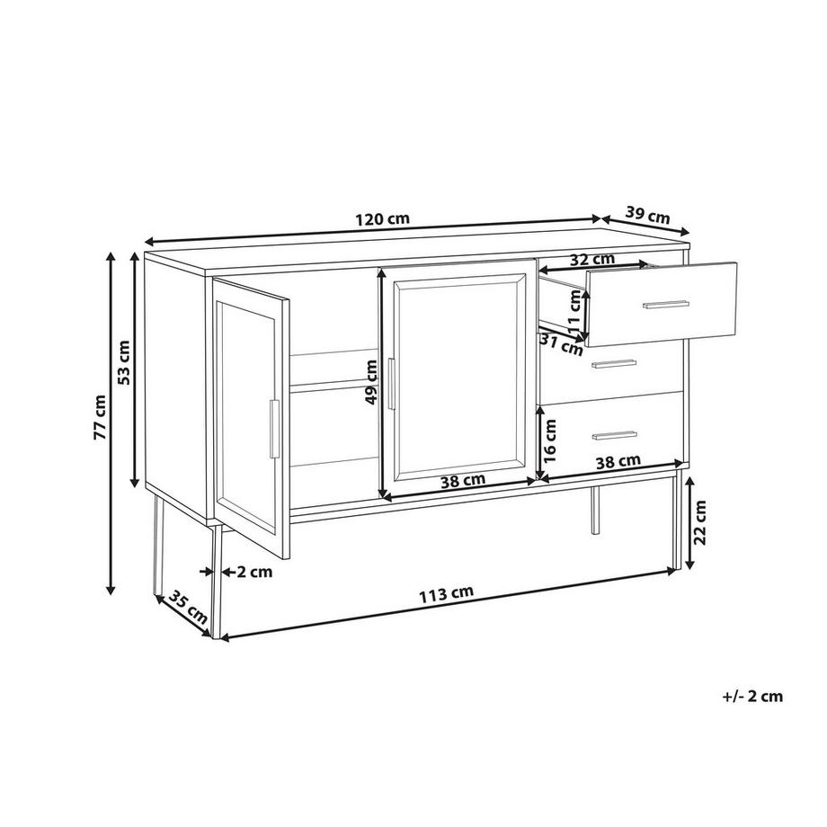 Beliani Sideboard mit 2 Türen aus Faserplatte Boho PASCO  