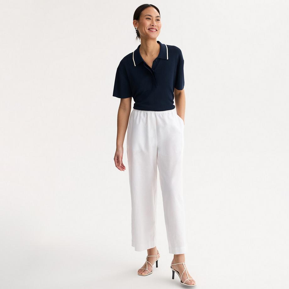 La Redoute Collections Pantaloni Larghi 7/8 in Lino Cotone con Vita Elasticizzata  