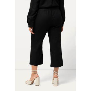 Ulla Popken  Pantaloni di lino a 7/8 naturalmente freschi con cintura elastica 