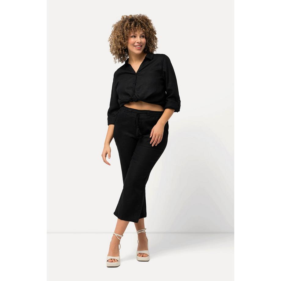 Ulla Popken Pantalon en lin 7/8 Taille élastique  