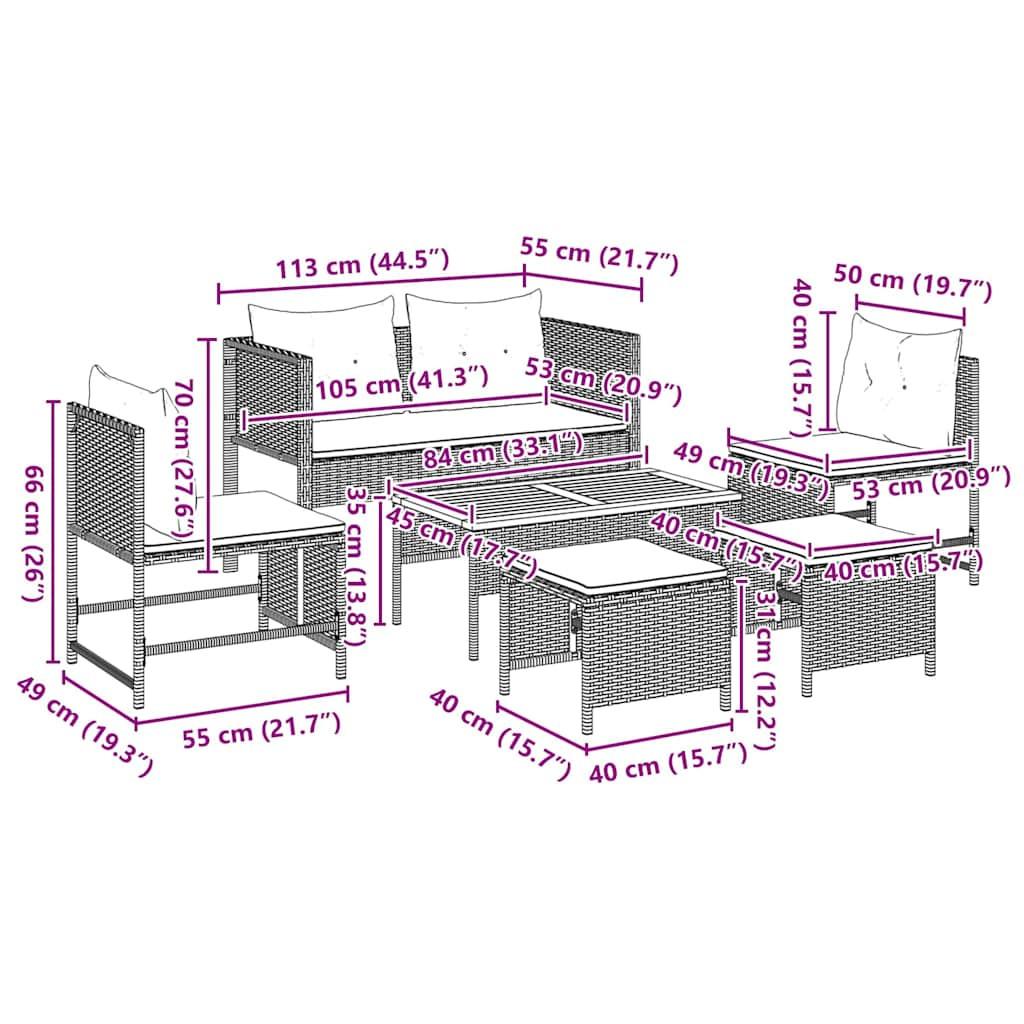VidaXL Ensemble de canapé de jardin poly rattan  