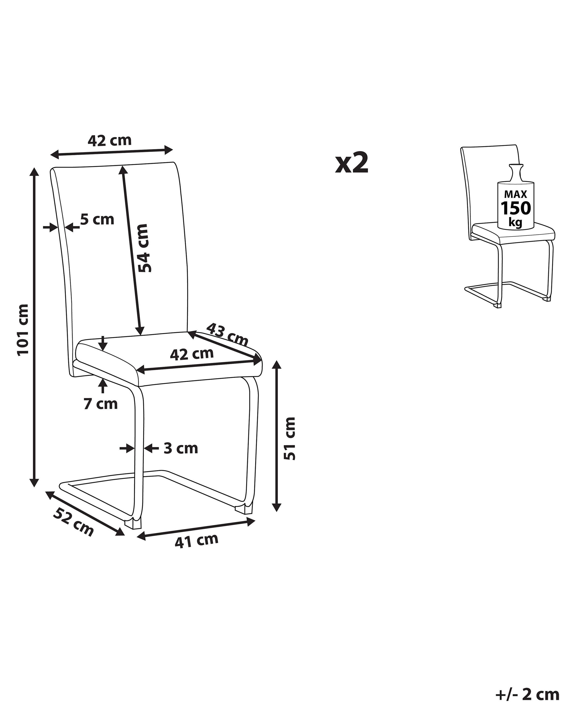 Beliani Lot de 2 chaises de salle à manger en Cuir PU Moderne ROVARD  