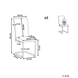 Beliani Lot de 2 chaises de salle à manger en Cuir PU Moderne ROVARD  