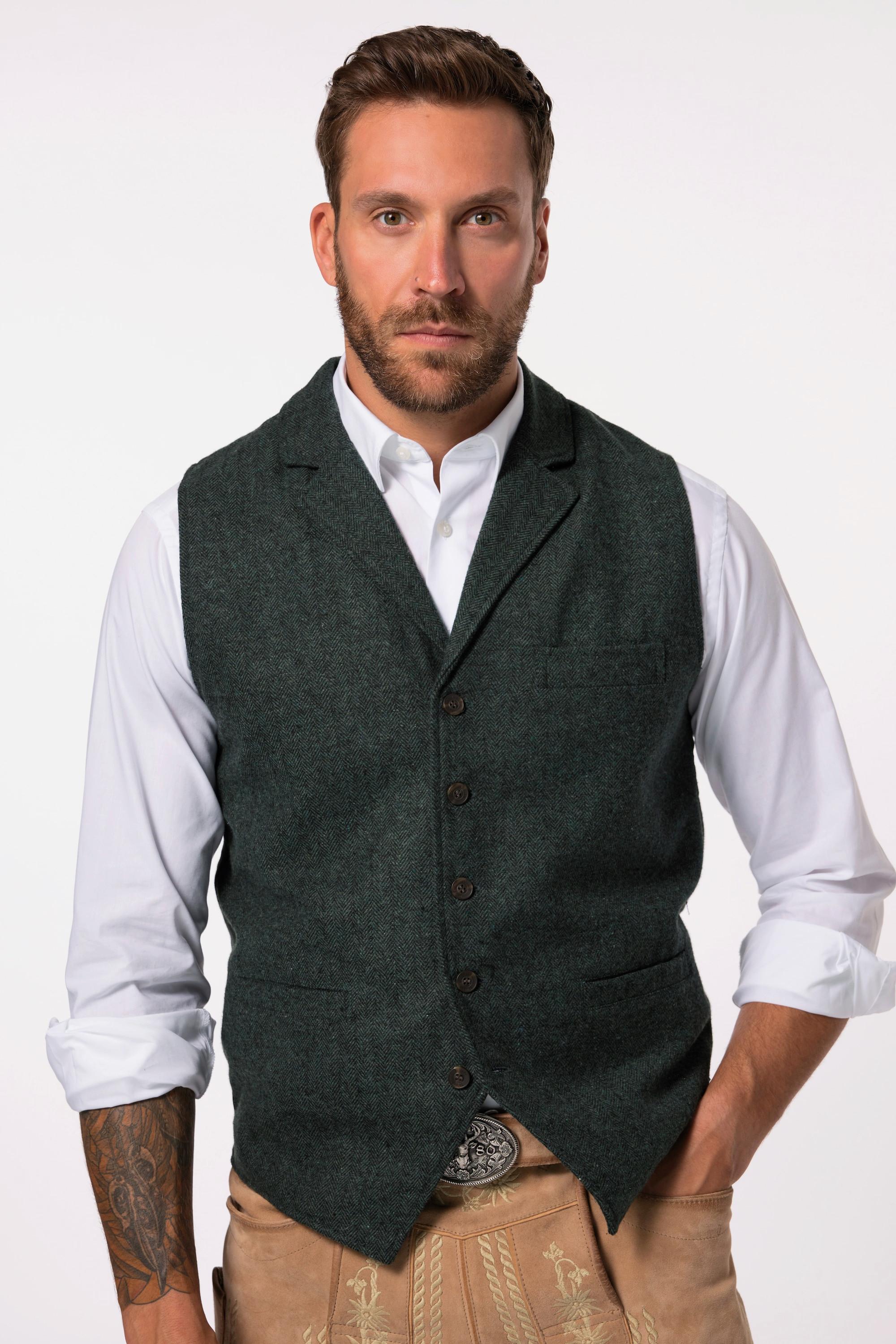JP1880 Gilet in tweed FLEXNAMIC Revers Retro in maglia  