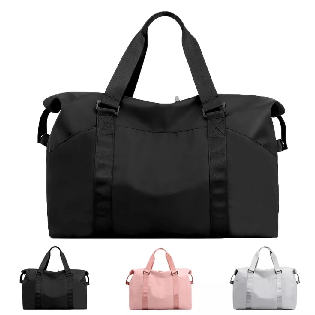 Only-bags.store - Sporttasche mit Nassfach, Freizeithandtasche faltbar, Turnbeutel, Einkaufstasche, Reisetasche für Kurztrips, Damen, Schwarz, One Size