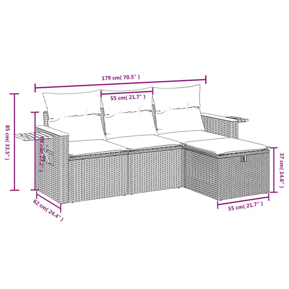VidaXL Garten sofagarnitur poly-rattan  