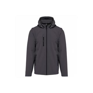 Kariban 3-Lagen Softshell Jacke mit Kapuze und abnehmbaren Ärmeln  