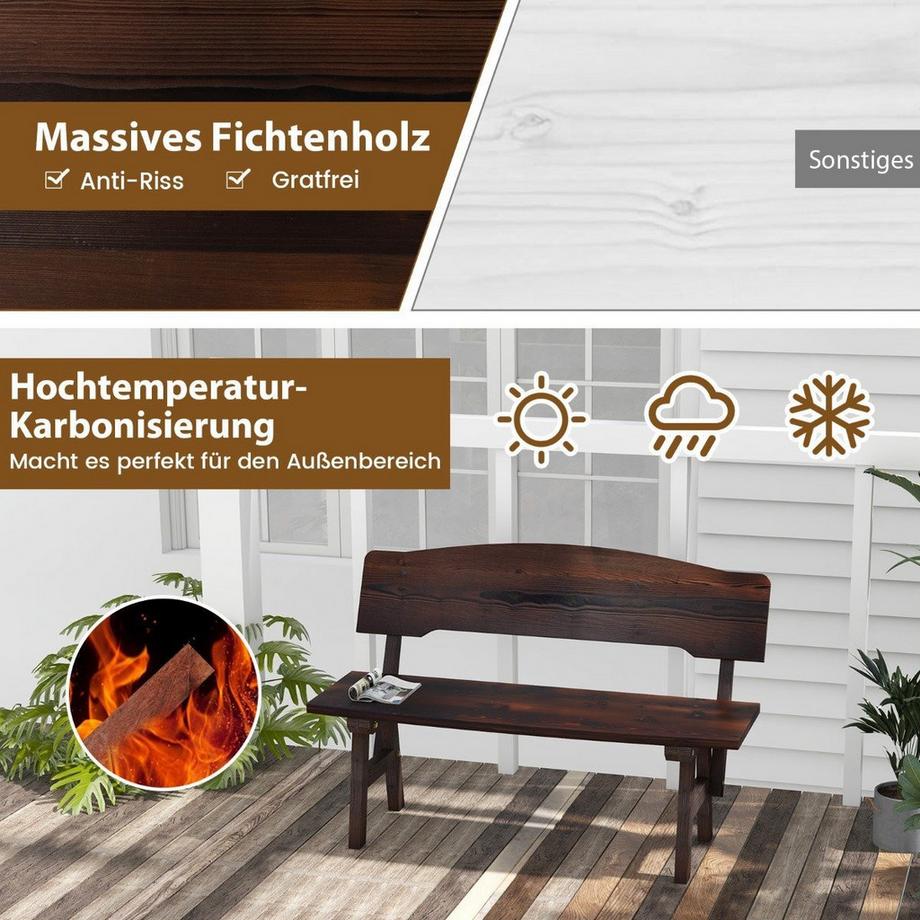 Northix Wetterfeste Gartenbank mit Rückenlehne bis 325 kg Belastbar Parkbank Sitzbank 120 x 51 x 78 cm  