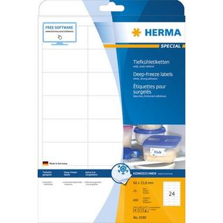 HERMA Herma 4389 Etichette 66 x 33.8 mm Carta Bianco 600 pz. Permanente Etichetta per congelatore Inchiostro, Laser  