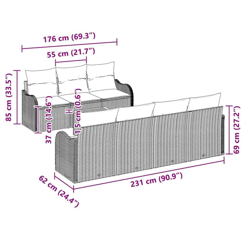 VidaXL Ensemble de canapé de jardin poly rattan  