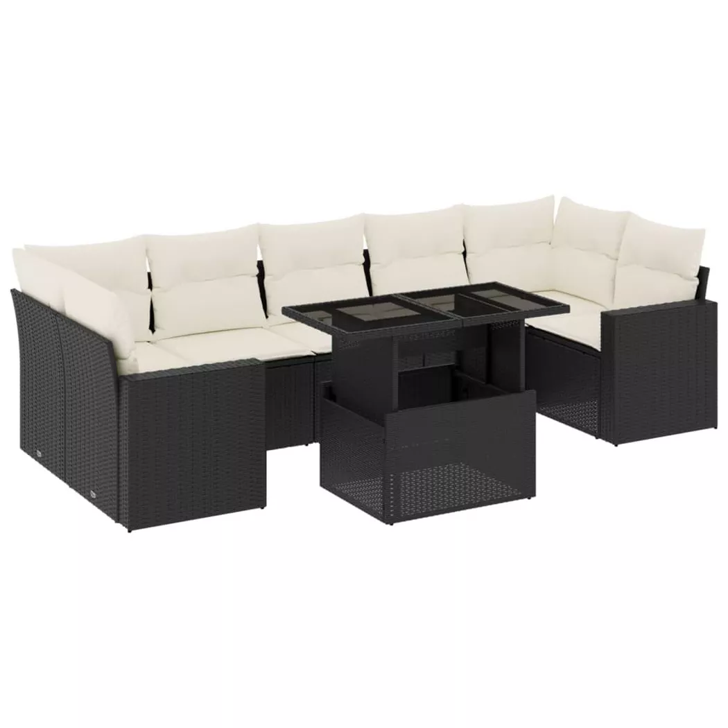 VidaXL - set divano da giardino Polirattan, One Size, Nero