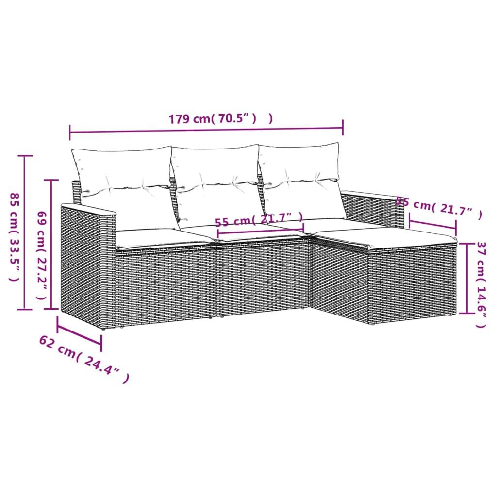 VidaXL Ensemble de canapés de jardin rotin synthétique  