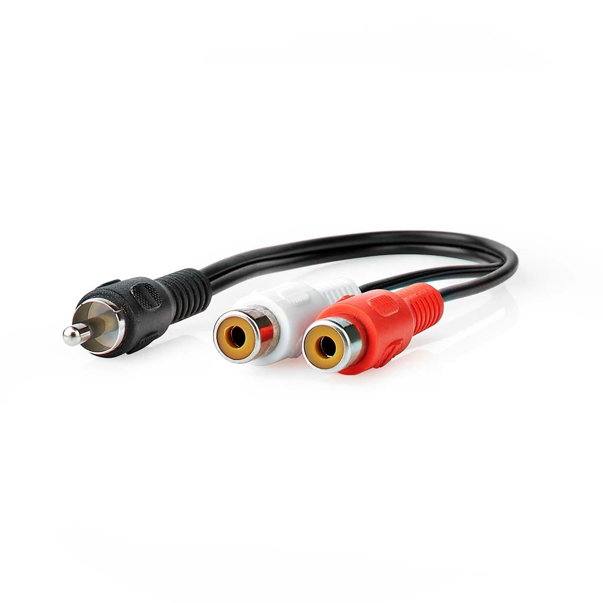 Nedis  Subwooferkabel | RCA Hane | 2x RCA Hona | Nickelplaterad | 0,20 m | Rund | 5,0 x 2,5 mm | Svart | Blister 