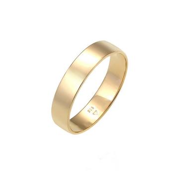 Bague Femmes Bande Basique Fiançailles Mariage Couple En Or Jaune 585