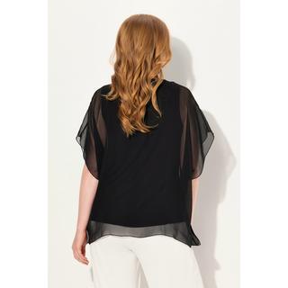 Ulla Popken  Blouse en mousseline, décolleté en V et manches courtes, doublure 