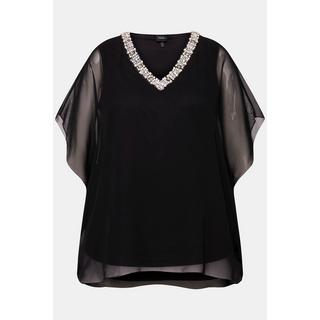 Ulla Popken Blusa Chiffon Doppio Strato Scollo V Mezza Manica  