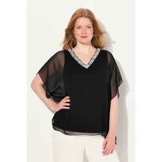 Ulla Popken Blusa Chiffon Doppio Strato Scollo V Mezza Manica  