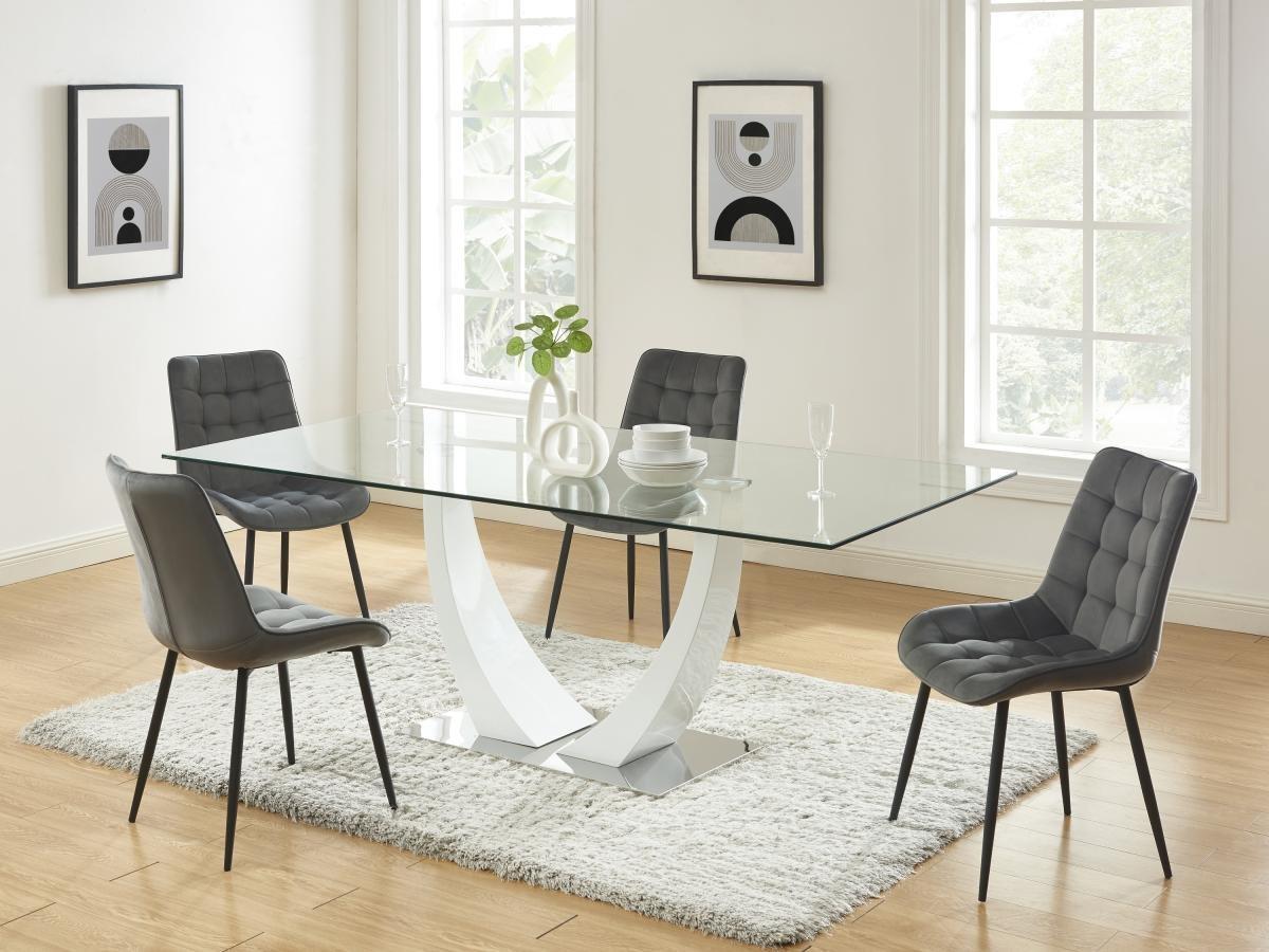 Vente-unique Sedia imbottita in Velluto e Metallo Nero Grigio - Lotto di 6 - OLLUA  