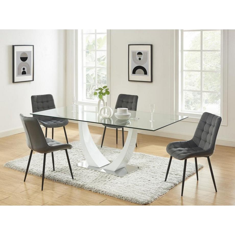 Vente-unique Polsterstuhl 6er-Set - Samt &es Metall - Grau - OLLUA  