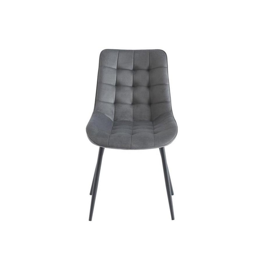 Vente-unique Polsterstuhl 6er-Set - Samt &es Metall - Grau - OLLUA  