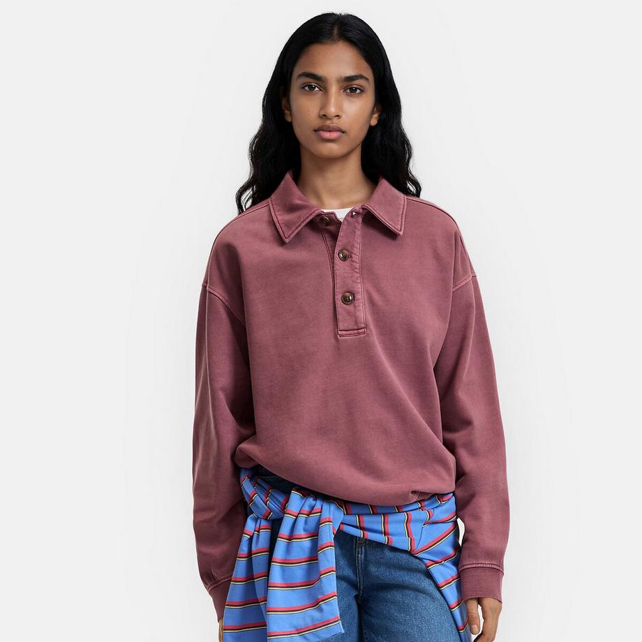 Sweat col polo boutonné en coton