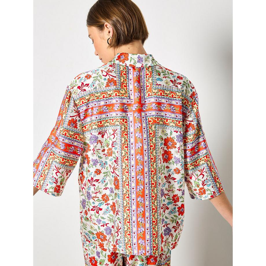 APRICOT Satin Blumenmuster Hemd  