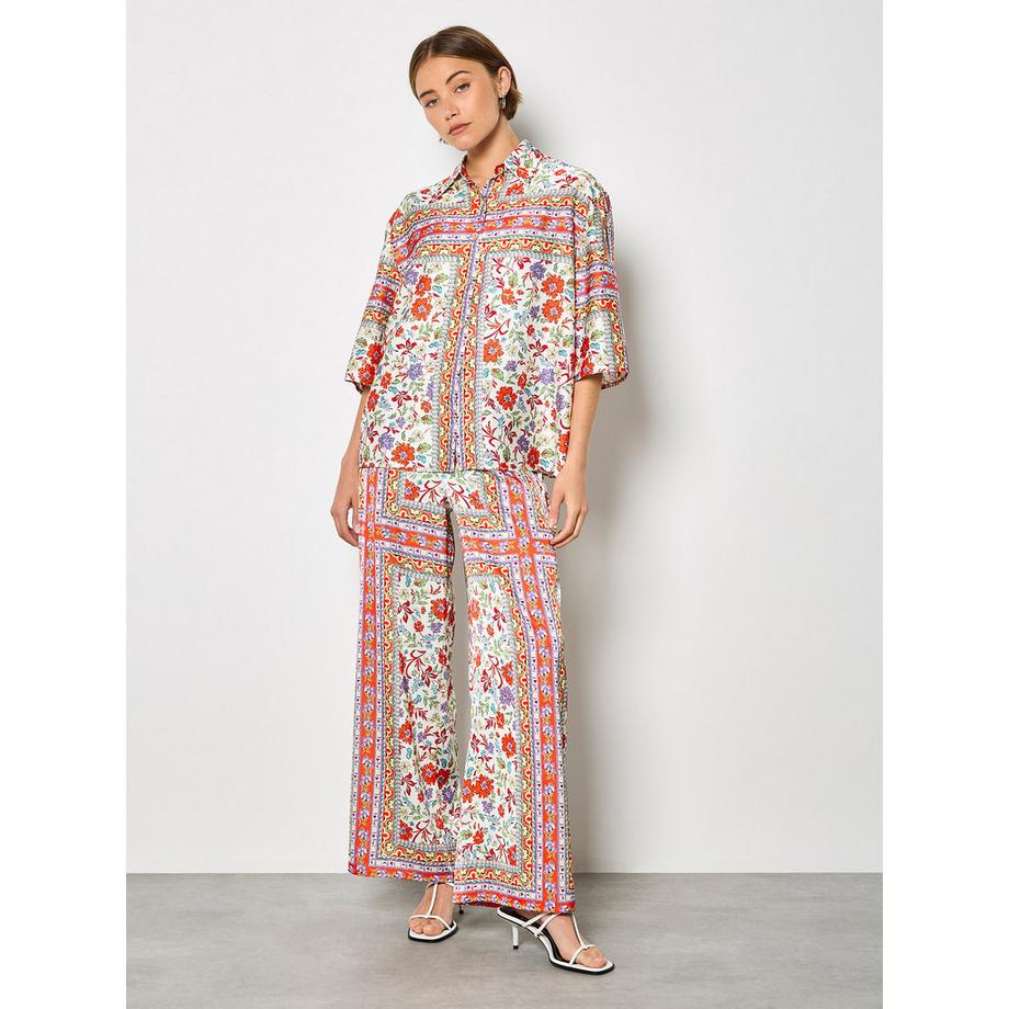 APRICOT Satin Blumenmuster Hemd  