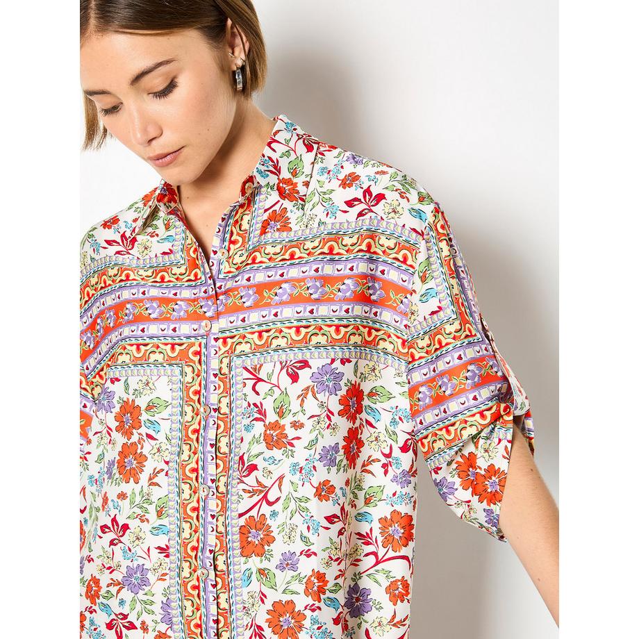 APRICOT Satin Blumenmuster Hemd  