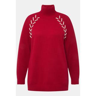 Ulla Popken  Pullover, Schmuckbänder, Stehkragen, Langarm 