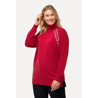 Ulla Popken  Pullover, Schmuckbänder, Stehkragen, Langarm 