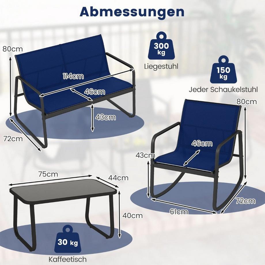 Northix Set altalena da patio da 4 pezzi  