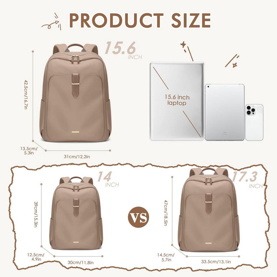 Only-bags.store Eleganter wasserdichter Laptoprucksack mit Laptopfach  