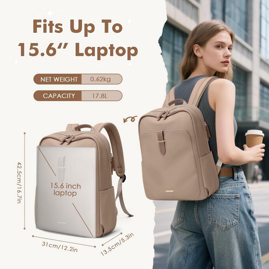 Only-bags.store Eleganter wasserdichter Laptoprucksack mit Laptopfach  