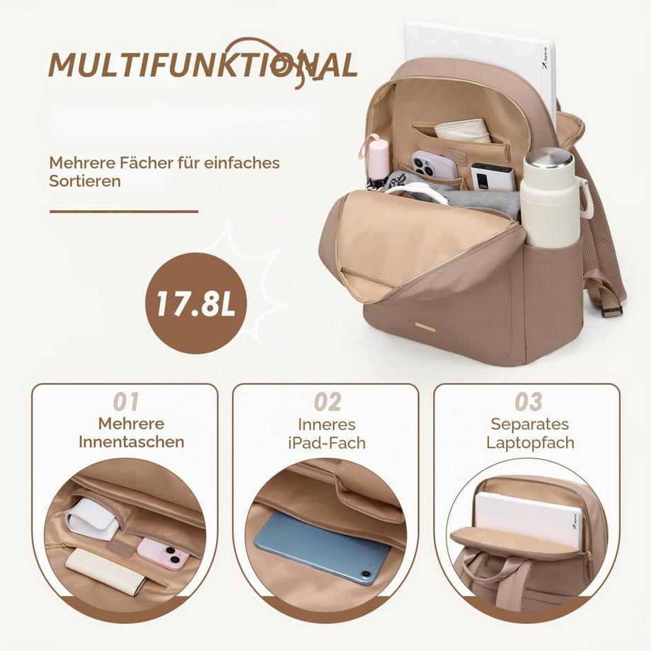 Only-bags.store Eleganter wasserdichter Laptoprucksack mit Laptopfach  
