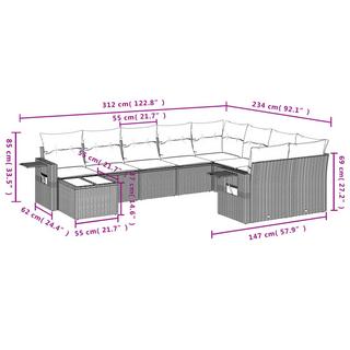 VidaXL Ensemble de canapés de jardin rotin synthétique  